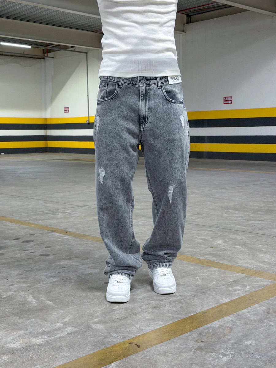 CALÇA RETA PRESENCE CINZA ESTONADA