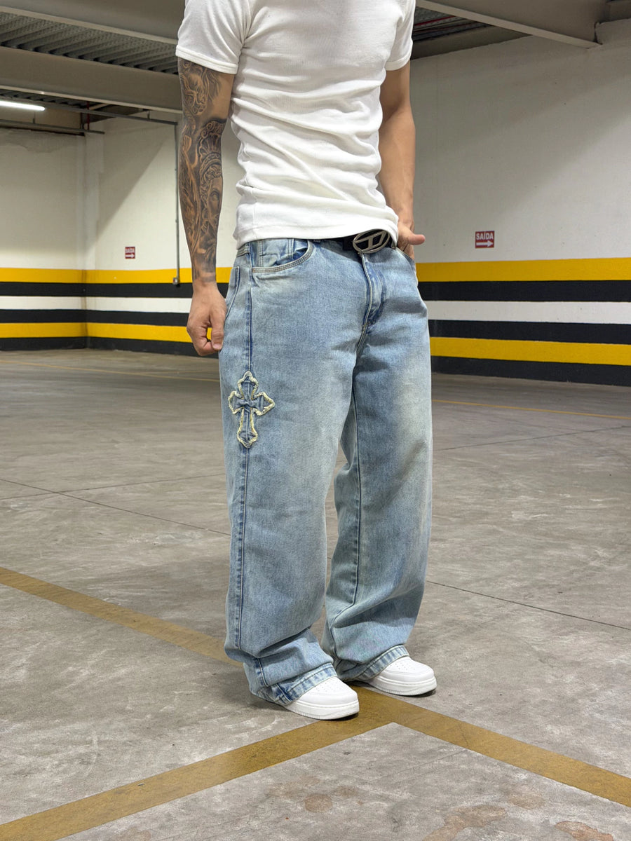CALÇA BAGGY DIRTY DENIM “ CRUZ ”