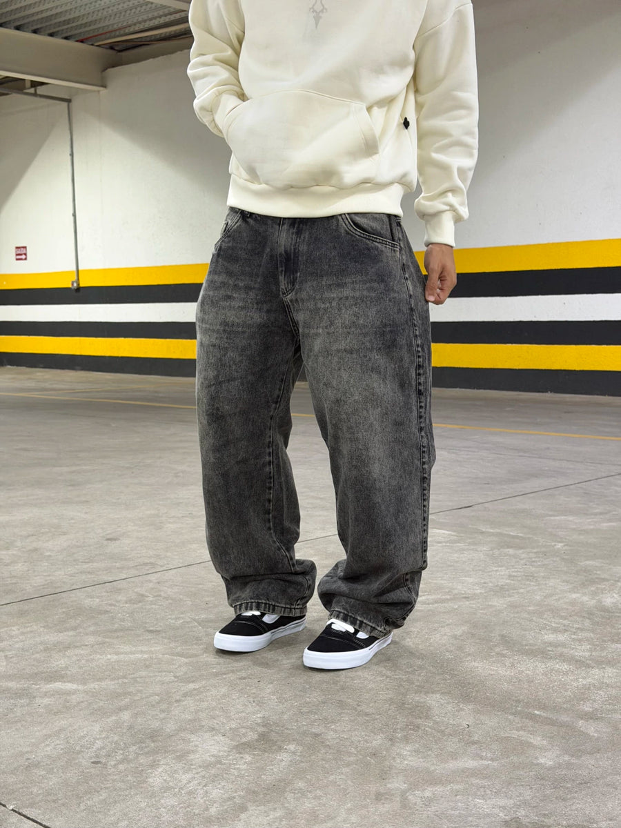 CALÇA BAGGY DENIM “ DARK MARMORIZADO”