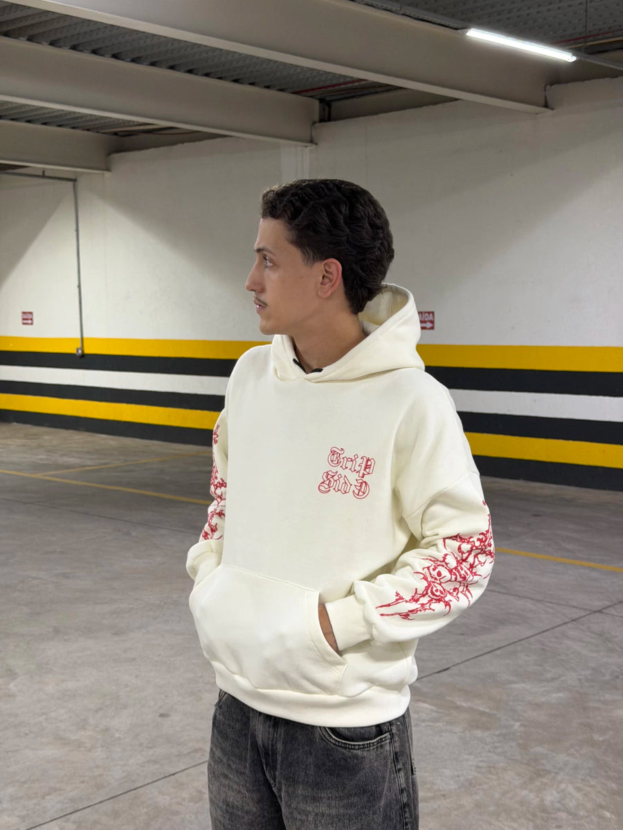 BLUSA DE MOLETOM TRIP SIDE “ SWORD ” OFF WHITE