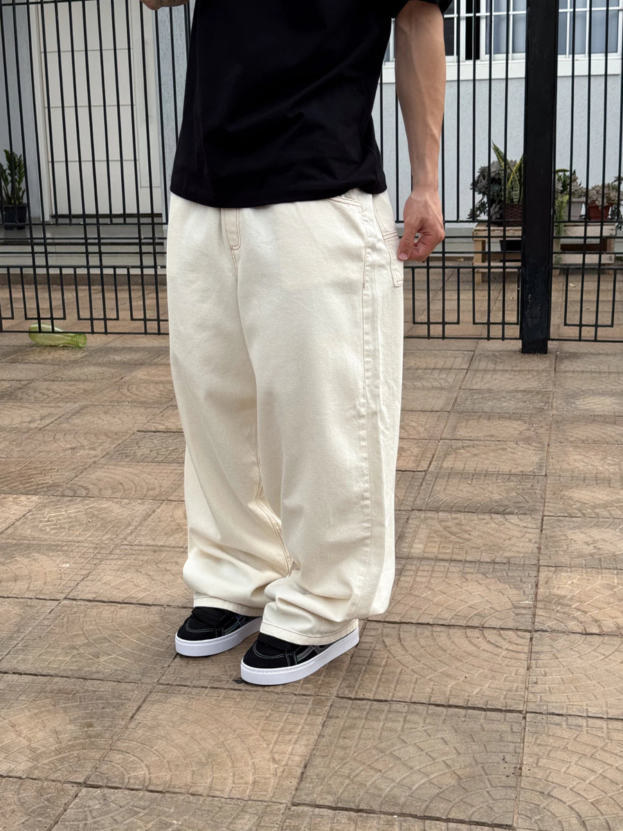 CALÇA BAGGY JEANS “OFF WHITE ” BASIC
