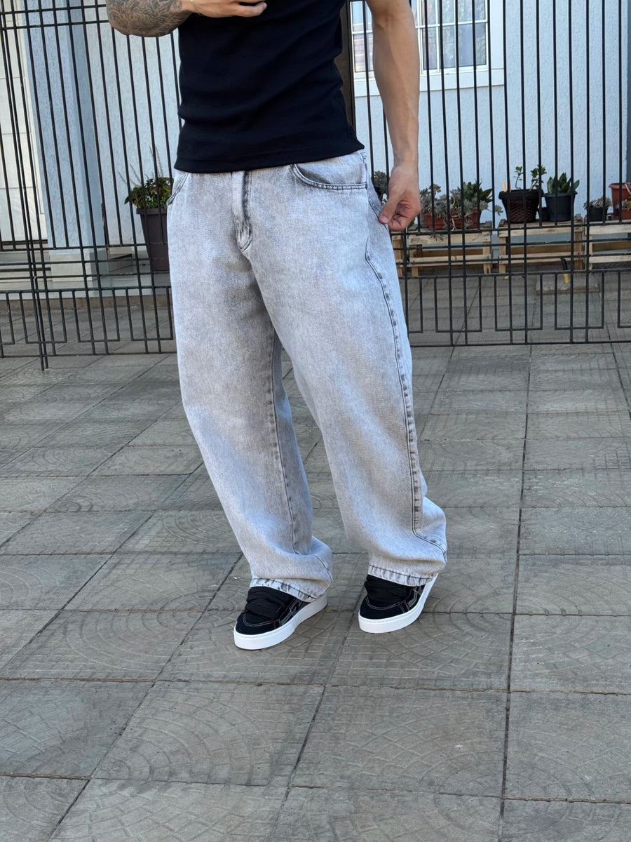 CALÇA BAGGY DENIM “ CINZA BASIC ”