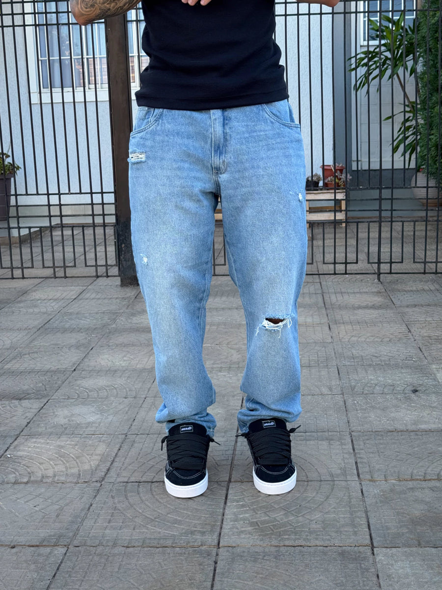 CALÇA RETA PRESENCE DESTROYED “ SKY ”