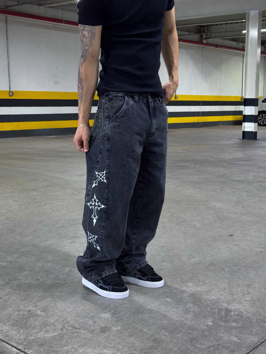 CALÇA BAGGY TRIP SIDE “ RECORT THREE CROSS”