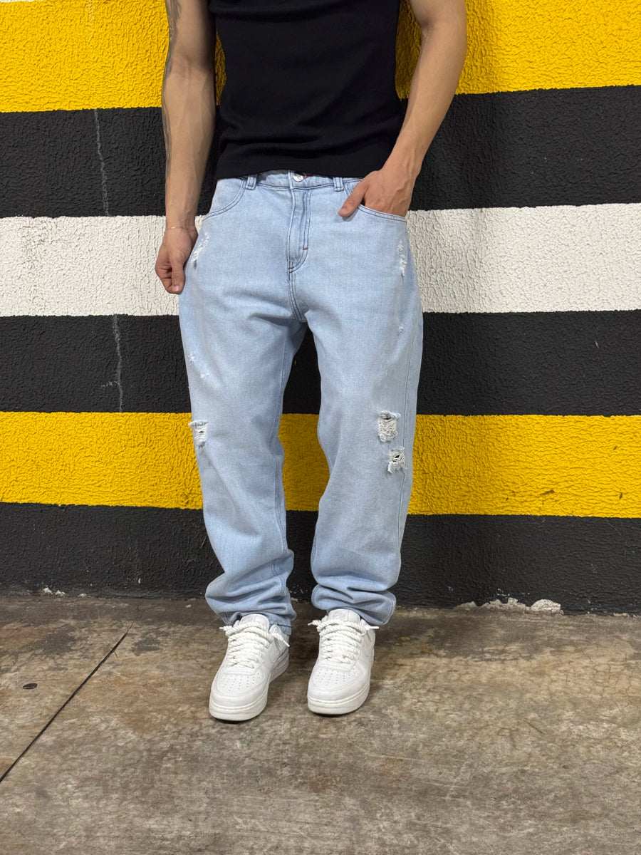 CALÇA RETA DESTROYED “ SKY BLUE ”